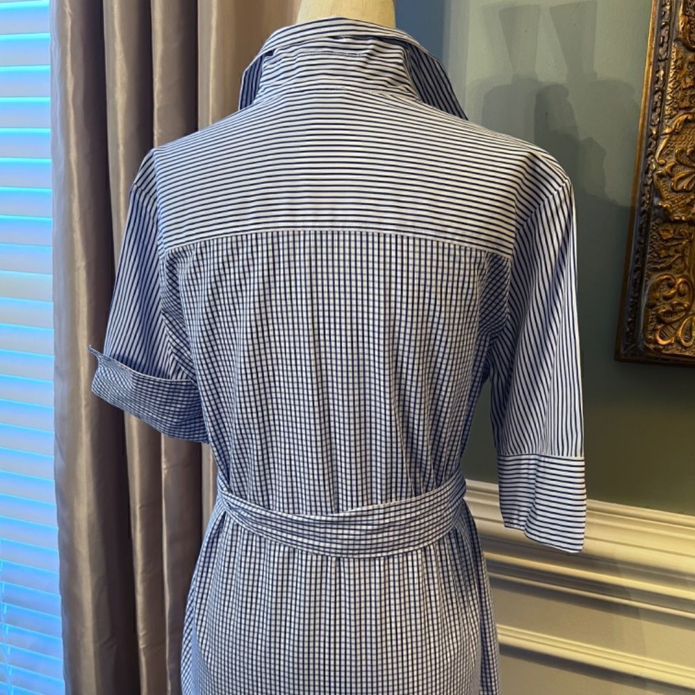 EUC‎ Hinson Wu Charlie Refined Cotton Stripe Check Shirt Style Midi Dress SMALL - Picture 11 of 11